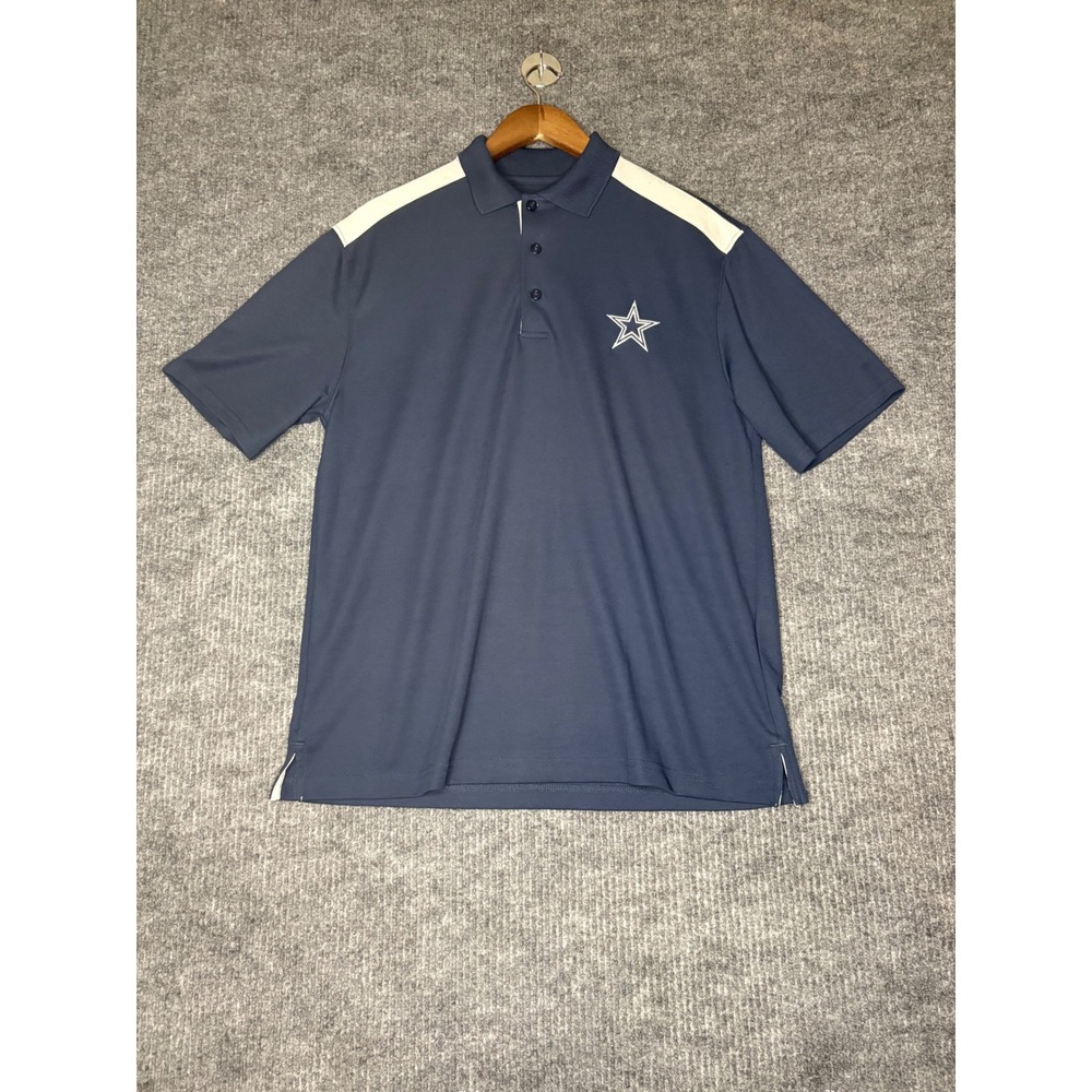 Dallas Cowboys Authentic Mens Navy Blue Polo Shirt Size Medium NFL Football Star